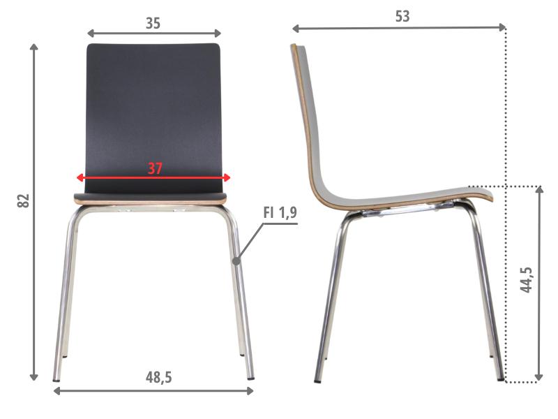 Black plywood chair with stainless steel frame. Model WERDI B