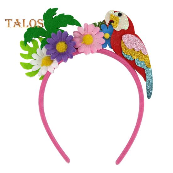 Summer Hawaiian Luau Headbands Palm Tree Flamingo Felt Beach Party Hair Accessory for Tropical Theme Party Supplies