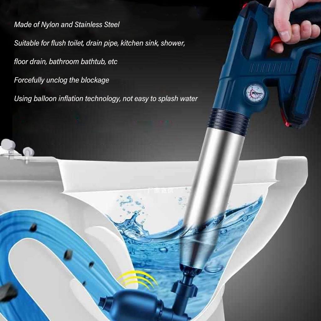 Toilet Plunger Dredger 2000mAh Lithium Battery High Pressure Heavy Duty Electric Pipe Unclogger