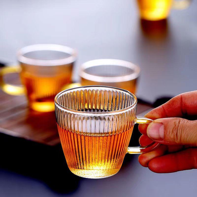 Glass Tea Cups Small Cups Home Glass Tea Set Coffee Cup Set Tea Water Cup Saucer Steak Juice Bucket Table Decor Teacup