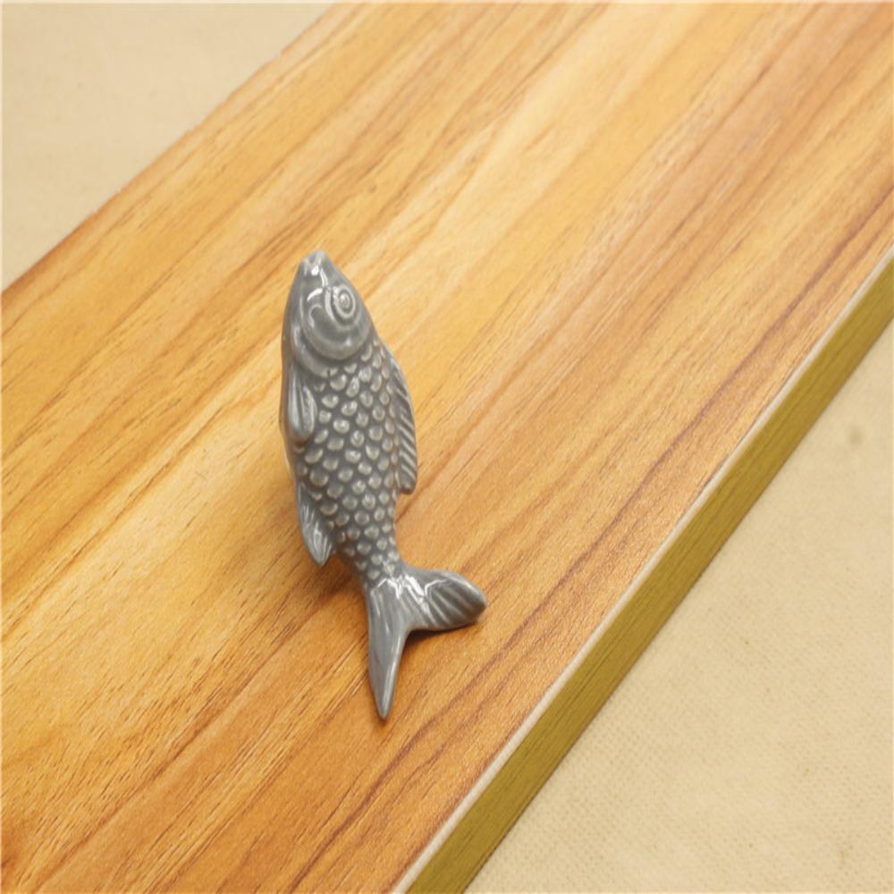 Colorful Ceramic Drawer Knob Single Hole Fish Shape Cabinet Handle Cupboard Knob for Kids Room