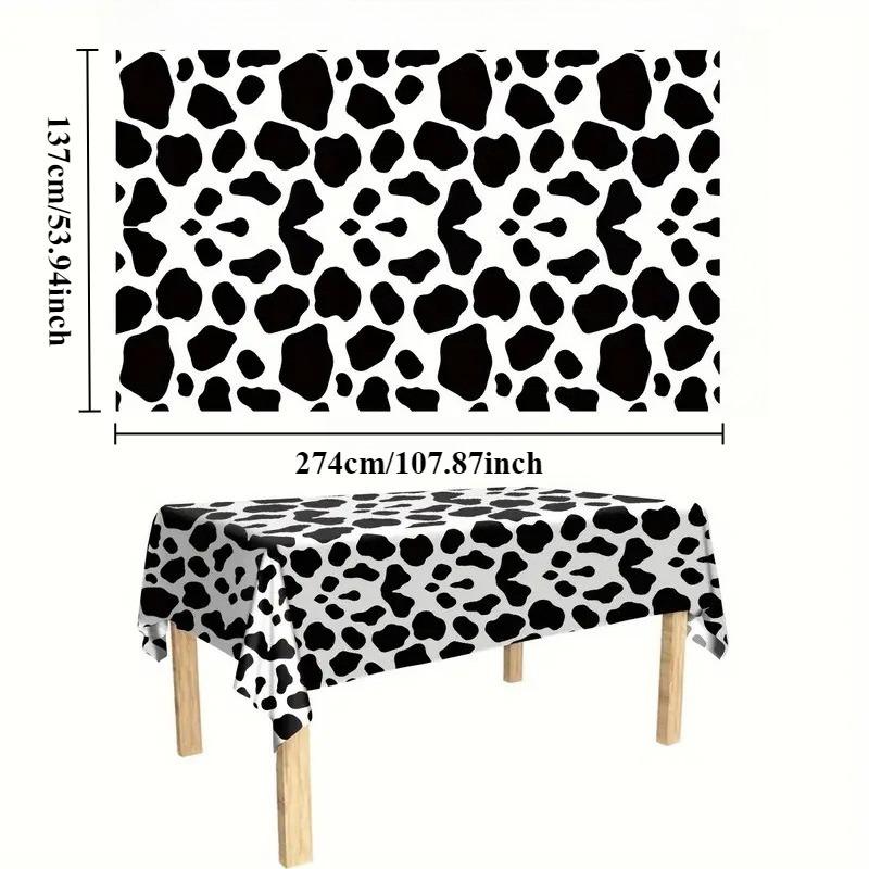 1PC Disposable Tablecloth Cow Party Themed Tablecloth Suitable for Picnics Farm Animal Themed Parties Birthday Party Decorations