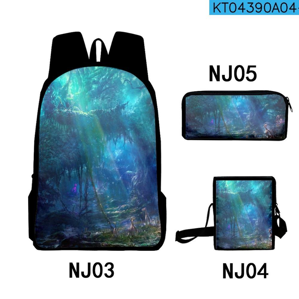 Trendy Popular Fantastic scenery 3D Print 3pcs/Set pupil School Bags Laptop Daypack Backpack Inclined shoulder bag Pencil Case
