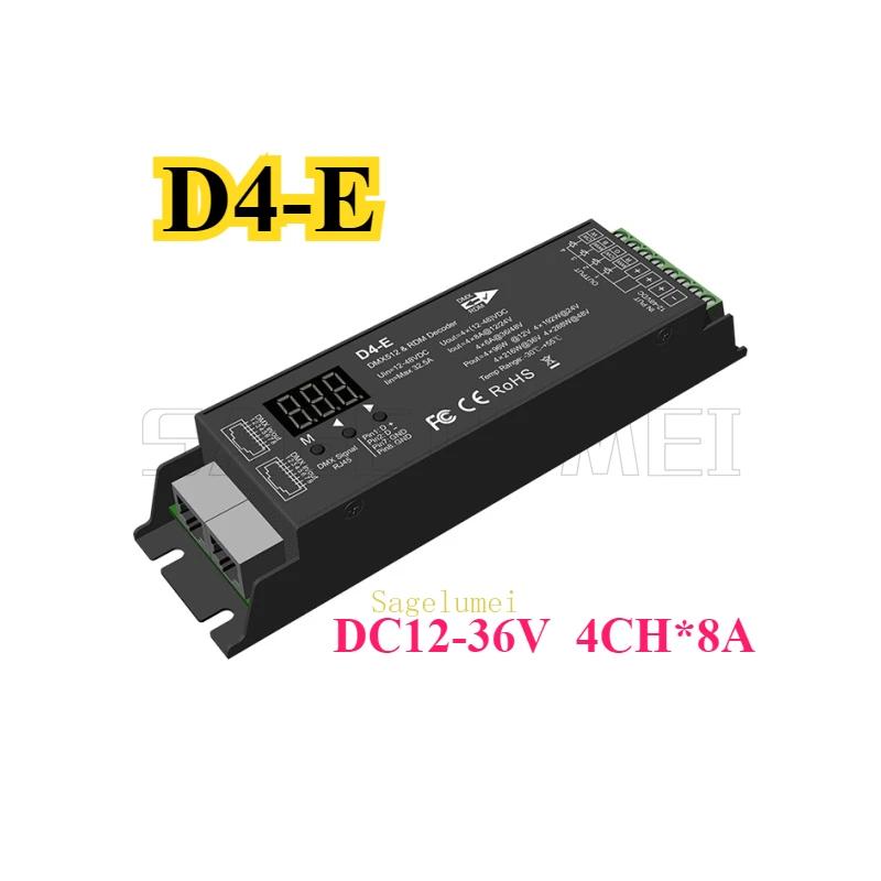 

D4-E/P D5-E/P Skydance DC12-36V/48V CV DMX512&RDM Decoder 4Channel PWM Controller Digital Display XLR3 RJ45 For RGB RGB+CCT Tape