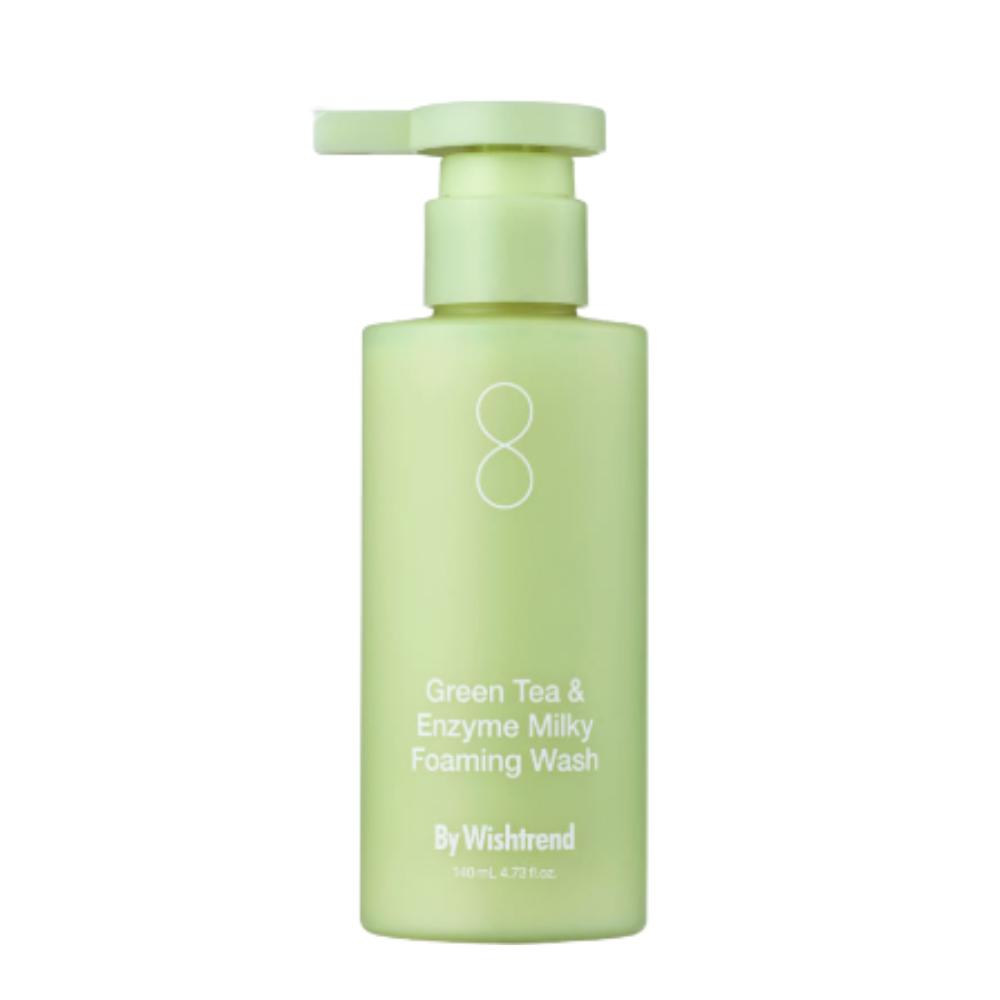 By Wishtrend Green Tea & Enzyme Milky Foaming Wash 140ml | Low pH Hydrating Cleanser for Sensitive Skin