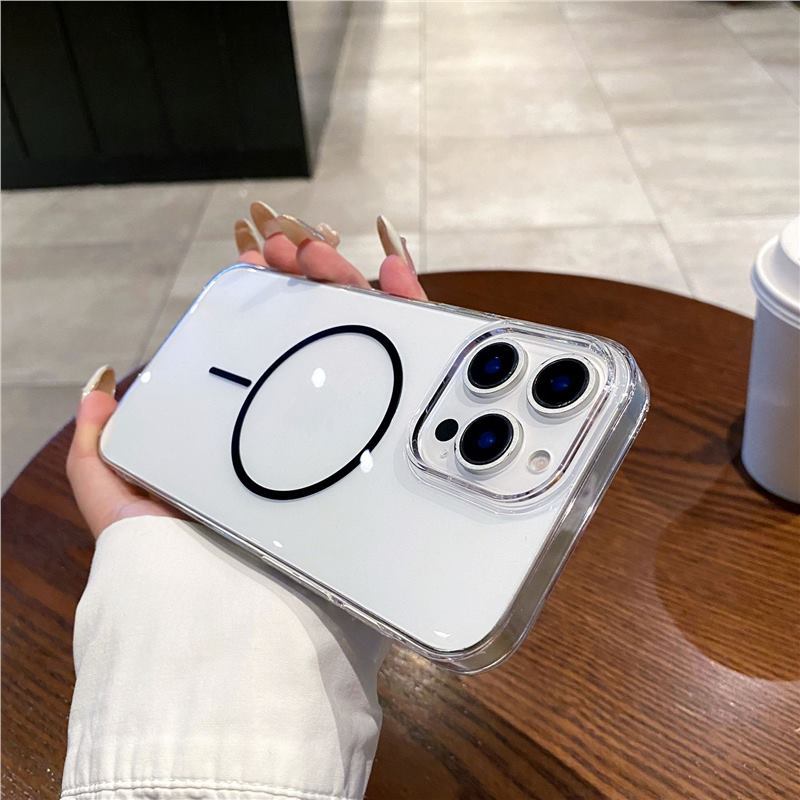 Applicable to iPhone17 mobile phone case fully transparent high definition thin ring magnetic suction Apple 16PROMAX anti-drop 14 protective case