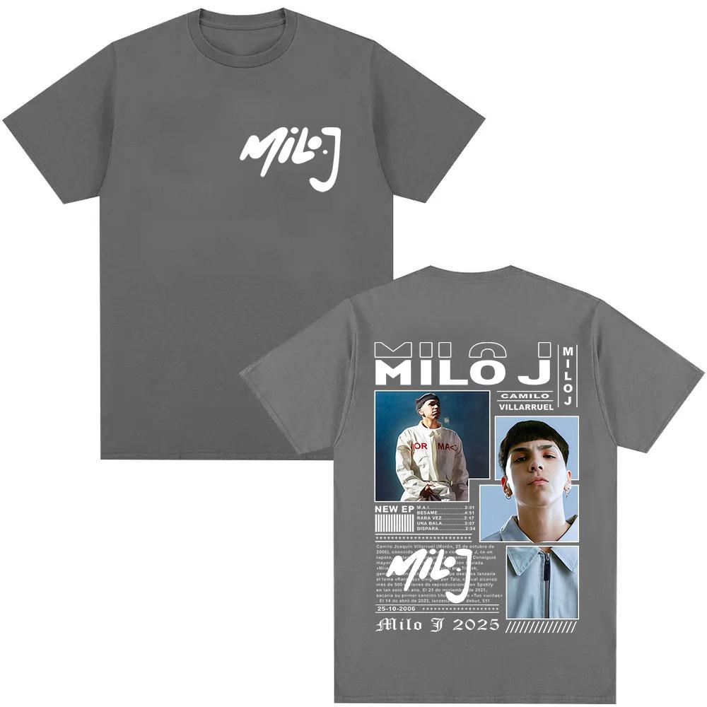 Camiseta Gráfica Unisex de Rapper Milo J Camilo Villarruel Tour 2025 para Mujer Vintage Hip Hop Moda Camisetas de Algodón Oversize Streetwear