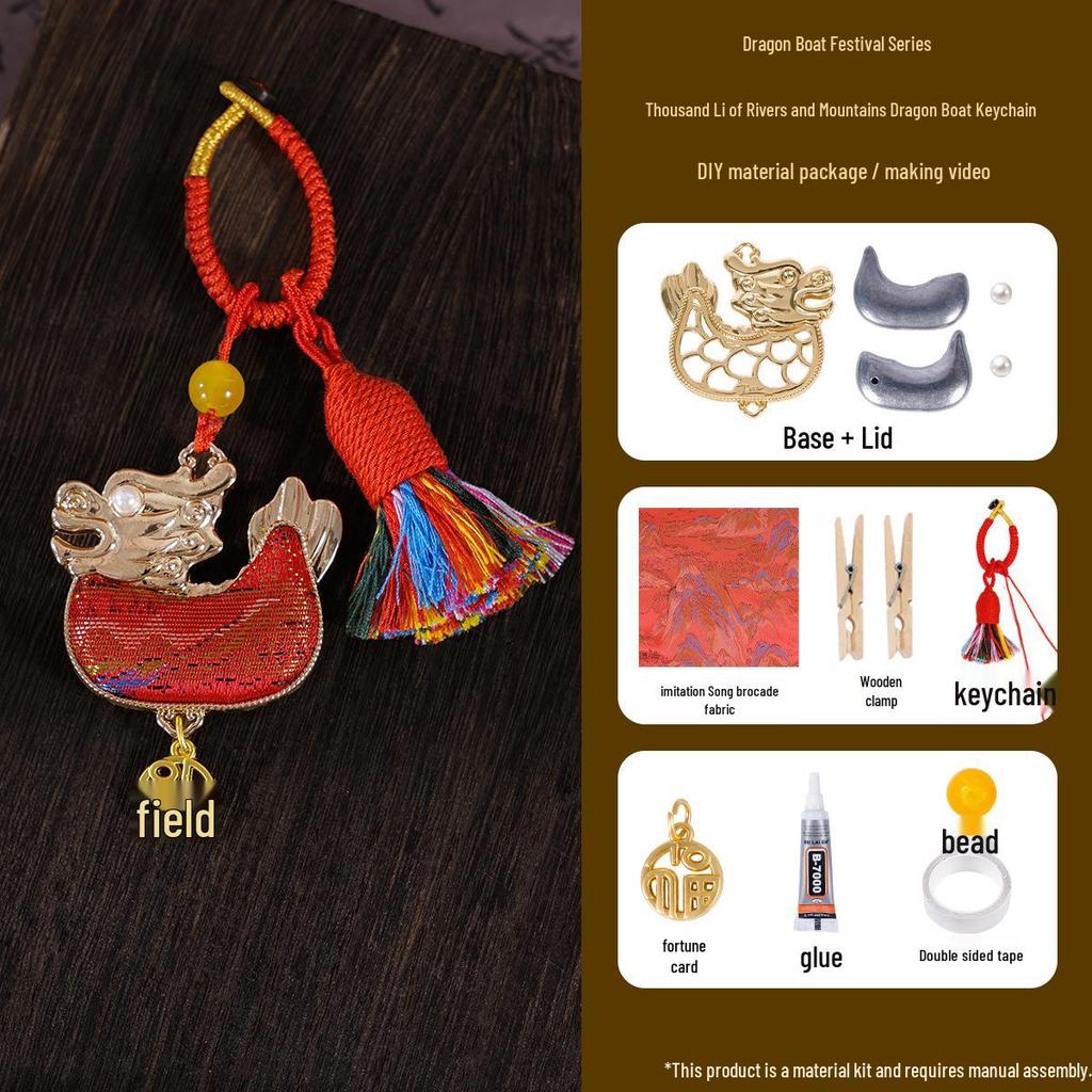 Dragon Boat Festival Zongzi Brooch & Keychain DIY Kit - Handmade Pendant Ornament Souvenir