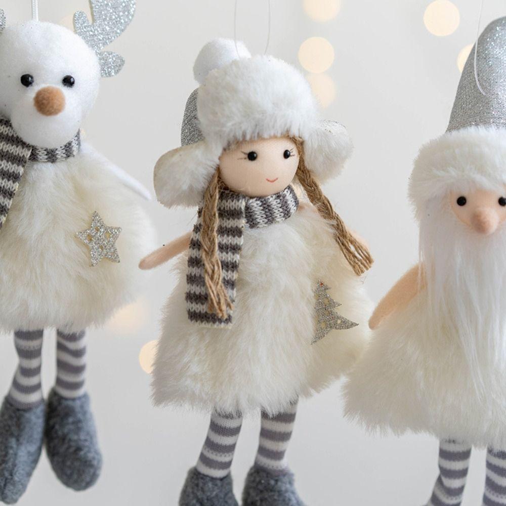 Cartoon Christmas Plush Girl Ornaments Handmade Xmas Tree Pendant  Party Favors