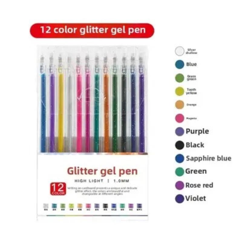 8/12/18/24Pcs Glitter Gel Pens With Shiny Sparkle Ink And Vibrant Colors Perfect For Journaling Drawing Diy Crafts School Use