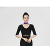 Women's V-Neck Short Sleeve Dance Outfit with Black Flared Pants