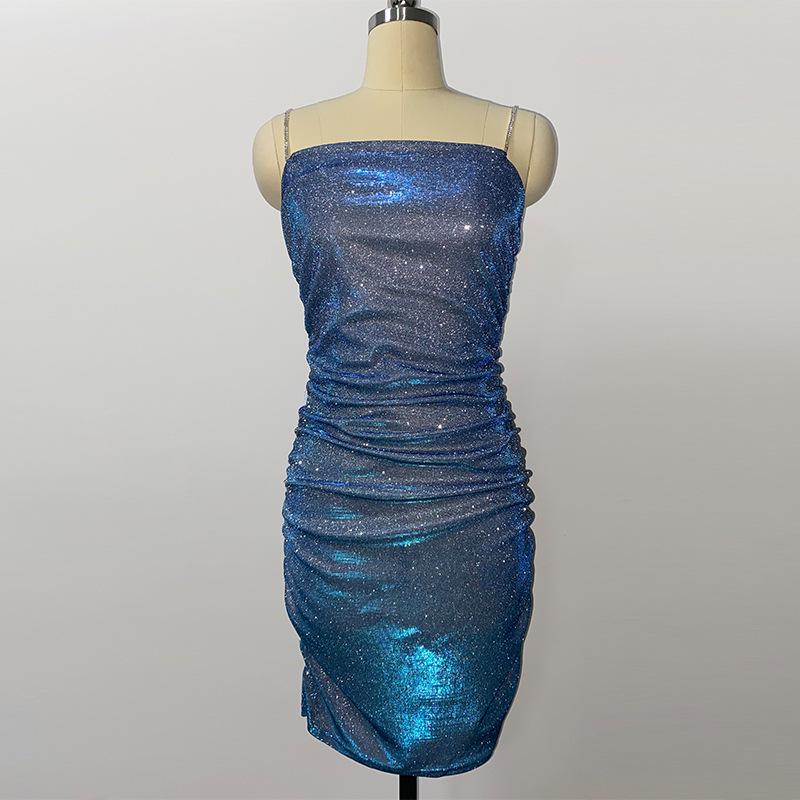 Women's Rhinestone Spaghetti Strap Bodycon Nightclub Dress