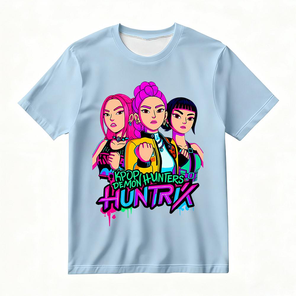 Women's Summer KPop Demon Hunters Graphic T-Shirt Vibrant Cartoon Character Print Tee Fashion Streetwear & Casual Daily Outfits