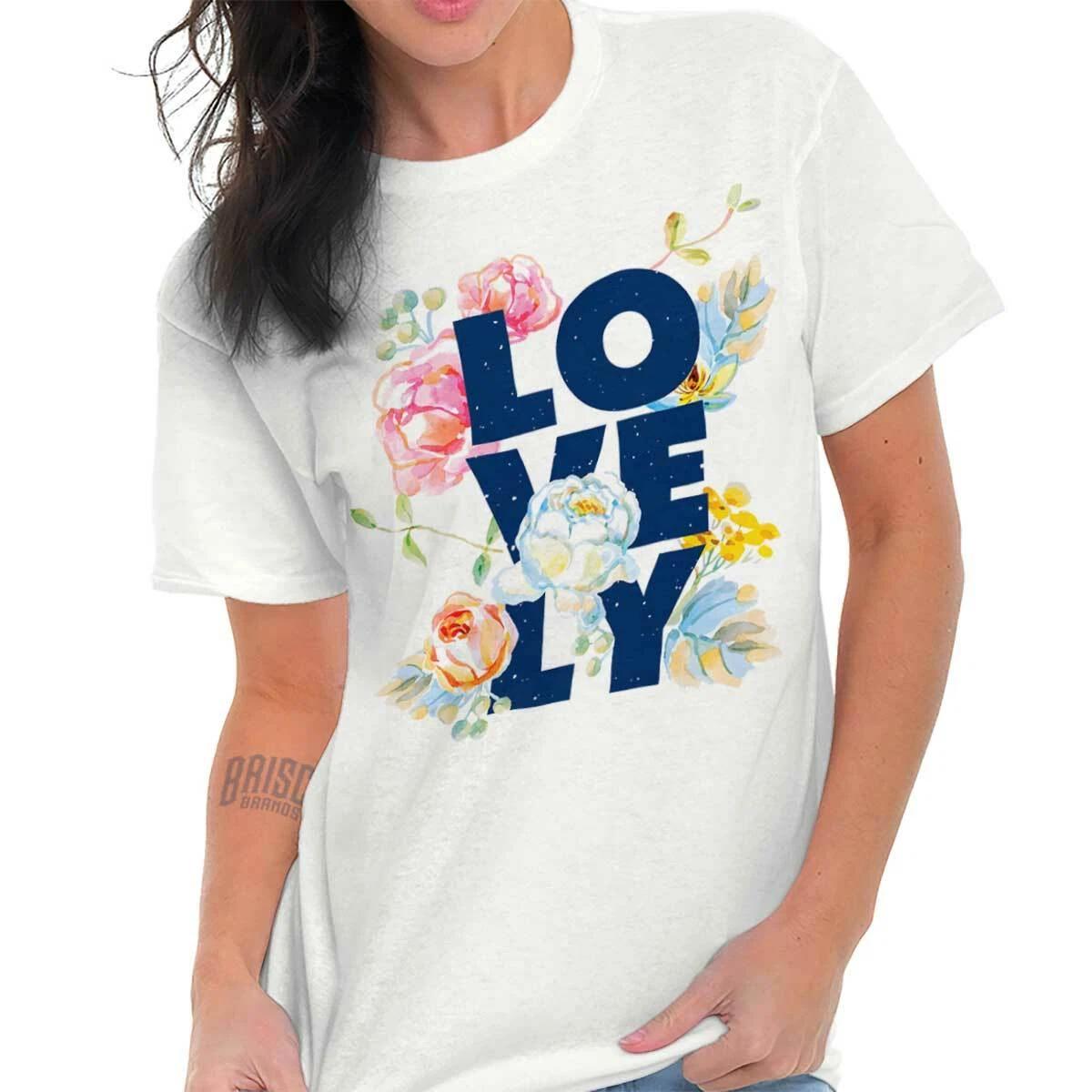 Pretty Love Romance Floral Design Valentines Womens Graphic Crewneck T Shirt Tee XL