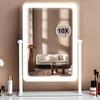2025 Neueste Wiederaufladbare Schauspielerin Tischleuchte Beleuchteter Make-up Hollywood Spiegel 10x LED Drei-Farb-Beleuchtung Stufenlos Einstellbar Rotation USB Beliebt