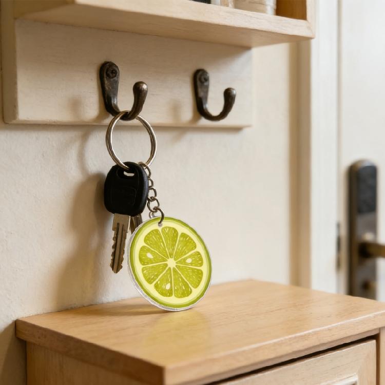 Delicata Decorazione Chiave in Acrilico Fette Ispirate alla Frutta Con Dettagliati Motivi Per Personalizzazione Ornamento per Borsa
