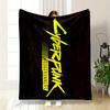 Bold yellow text "Cyberpunk Edgerunners" on a dark, glitchy background. for all seasons blanket lunch break throw gift