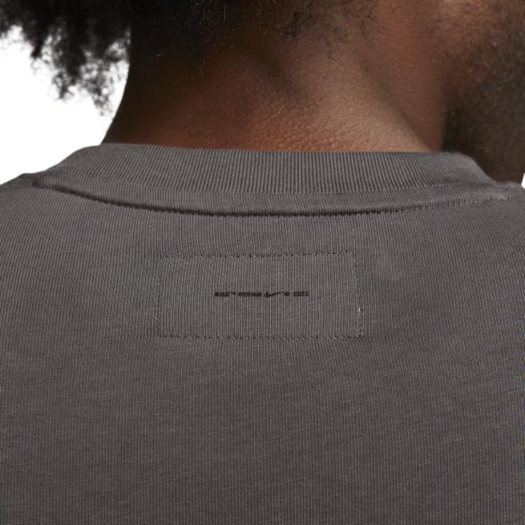 Nike Letter Logo Embroidered Water Pattern Print Round Neck Long Sleeve T-Shirt Unisex Tops Gray Black FB3031-068