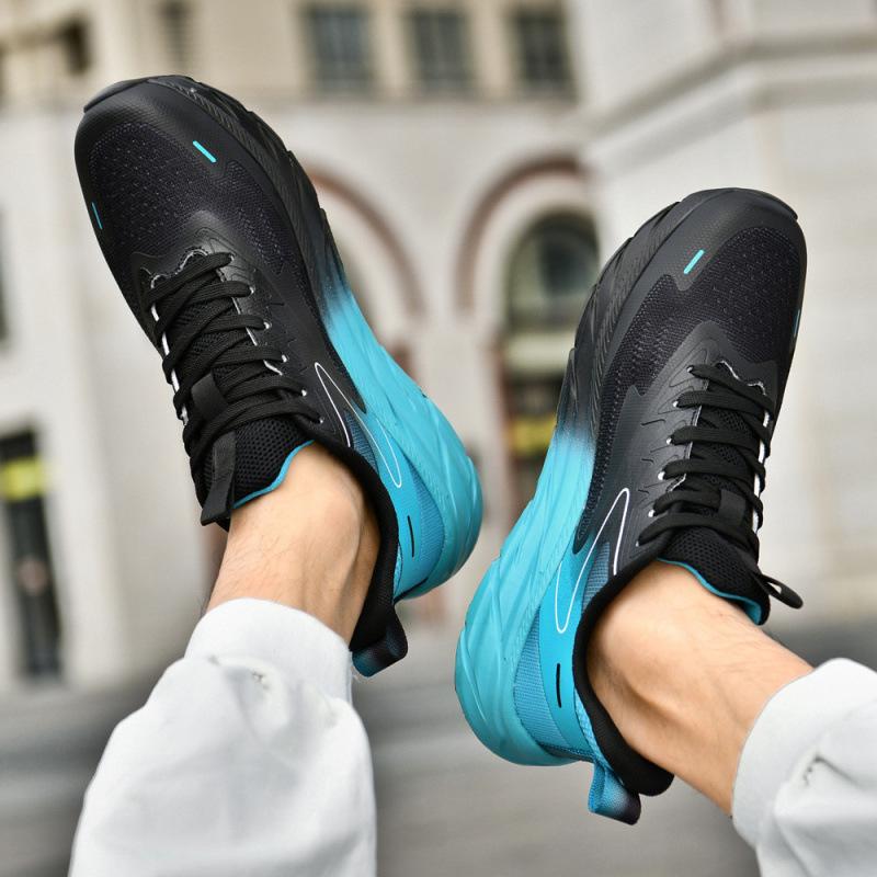 2025 trendy casual sports shoes men's and women's breathable fly-woven running shoes large size 48 couple mesh night running shoes