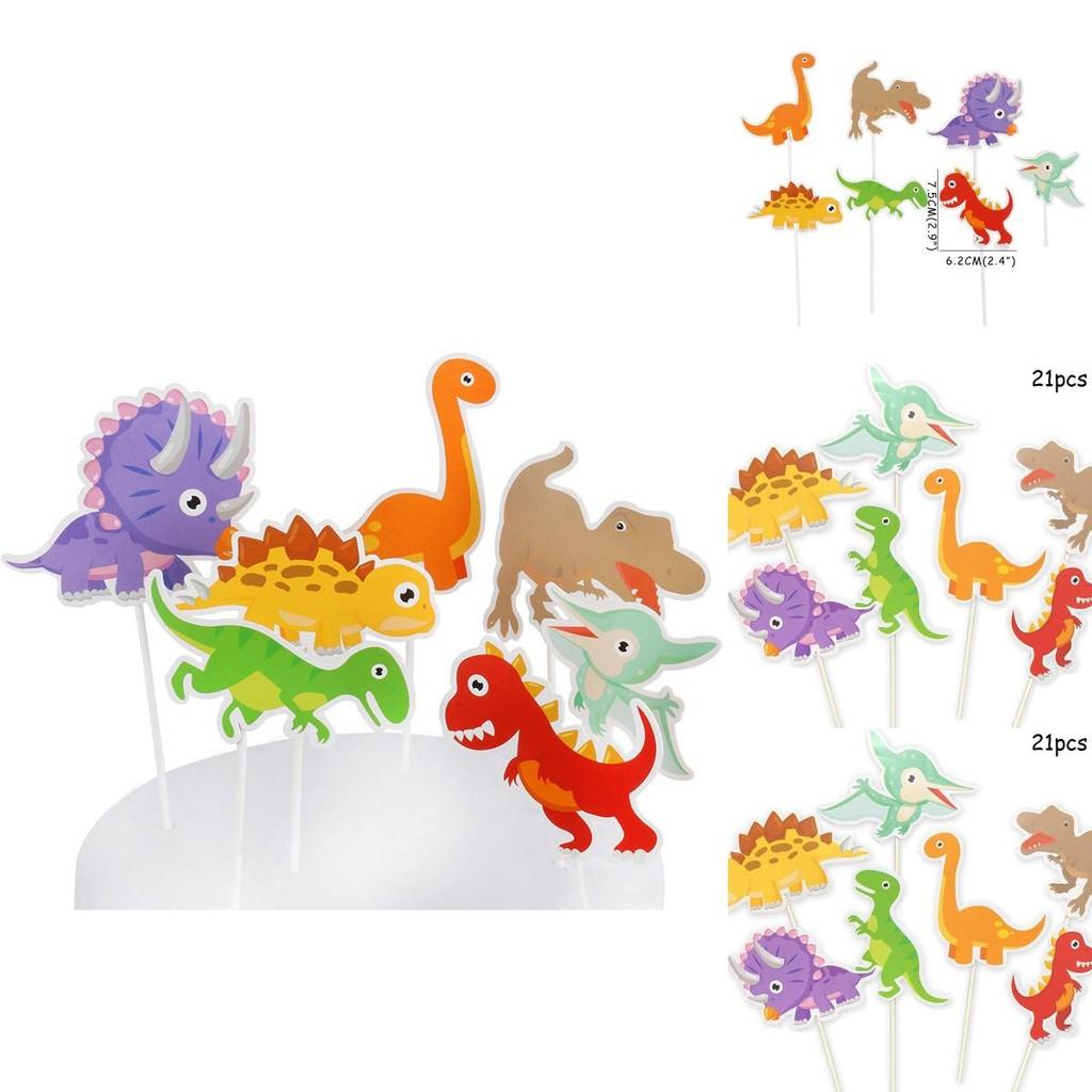 Dinosaur Cake Flags 21pcs Paper Party Decoration For Kids Birthday