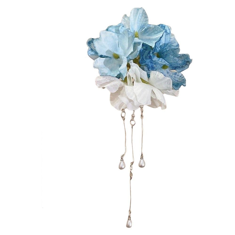 Perlenblume Haarspange Quaste Chinesischer Stil Haarclip Elegant Hanfu Haaraccessoires Mädchen