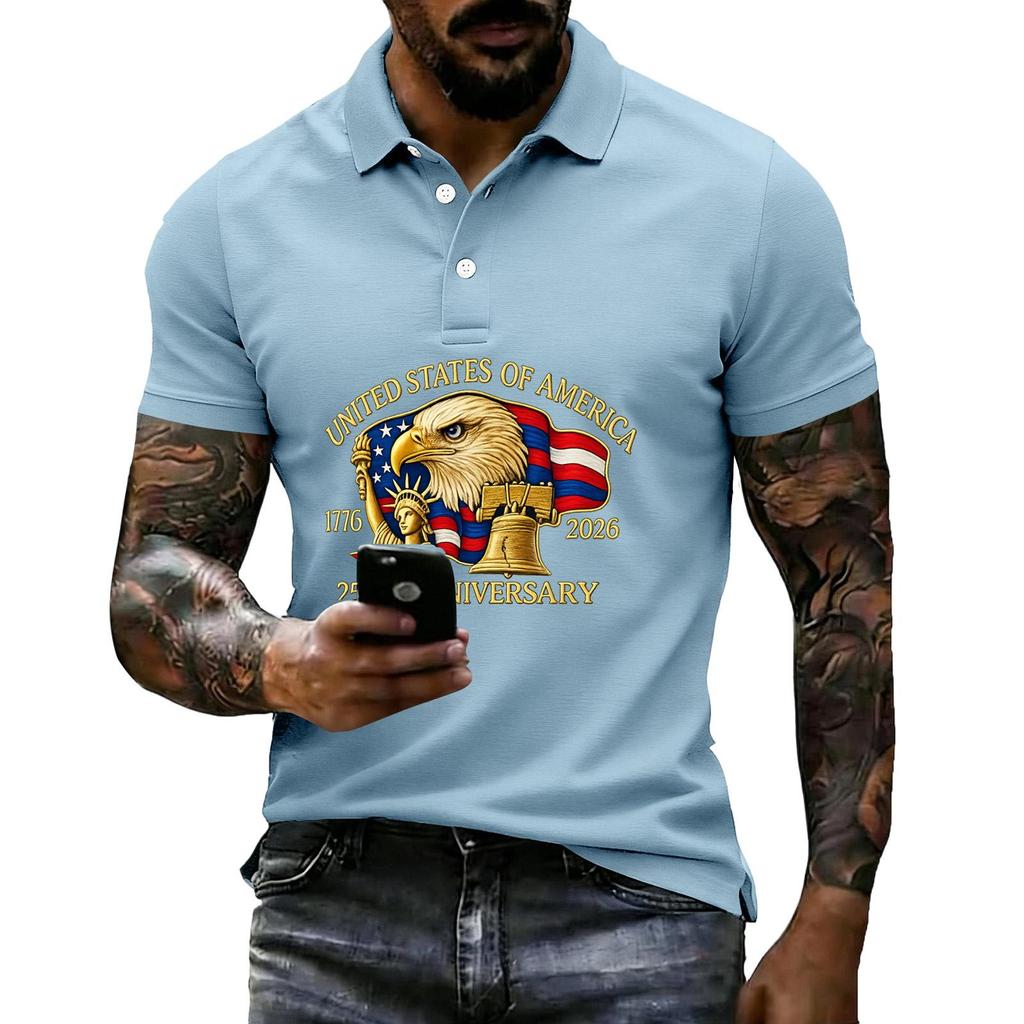 Men's Loose And Casual Flag-print T-shirt, Short Sleeve Shirt