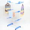 4-Tier Movable Foldable Laundry Drying Rack Free Standing with 4 Rolling Casters 2 Side Wings 24 Rods Space-Saving for Towels Cl