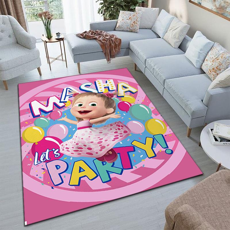 Russian animation Masha and the Bear Fairy Tale Cartoon Carpet Soft Home Living Room Bedroom Door Mat Outdoor Picnic Ground Mat rug T4
