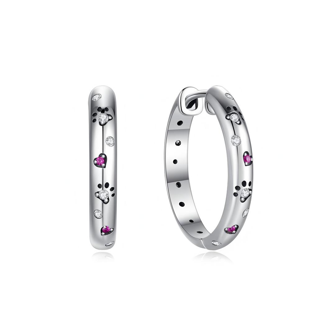PANJBJ 925 Sterling Silve Black Agate Hoop Earring for Women Geometry Line Simple Hip Hop Office Versatile Jewelry Gift Dropship