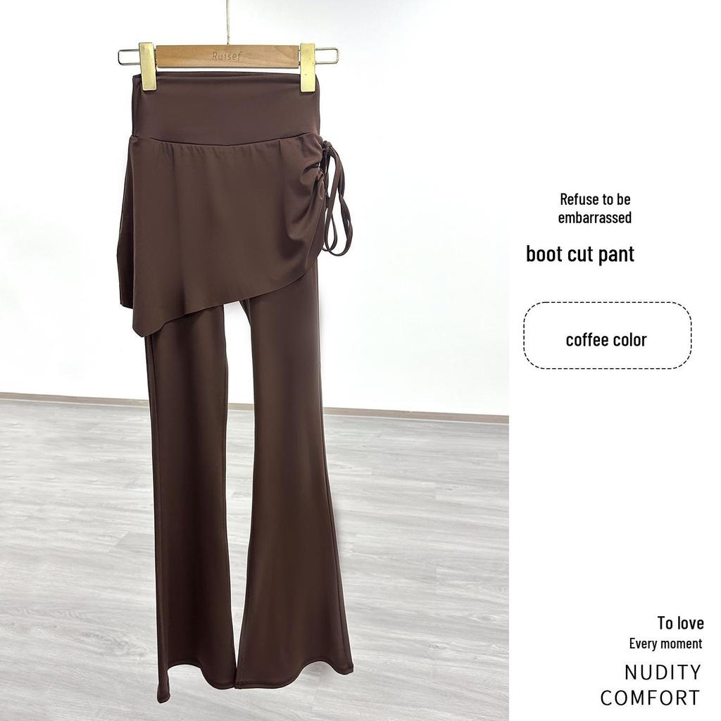 Damen High-Waist Schlaghose Yoga Hose mit seitlichem Kordelzug