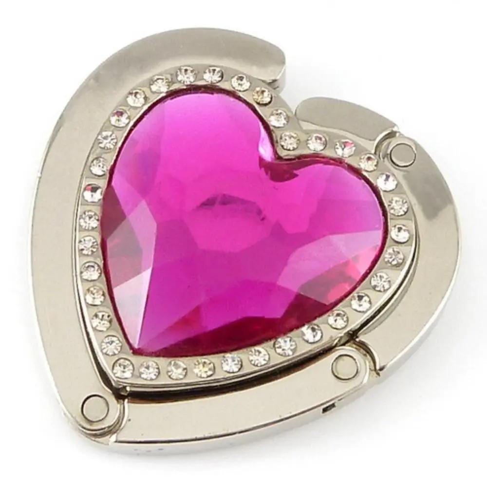 Portable Metal Purse Hook Diamond Bag Holder Folding Handbag Hanger Table Clasp Table Hanger Desk Hooks Travel Accessories