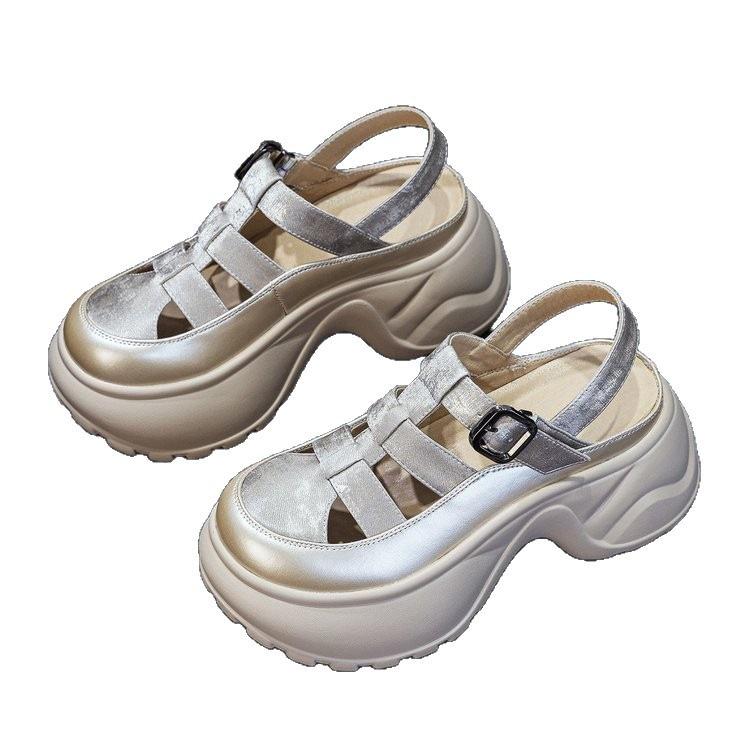 thick-soled Roman sandals women's 2026 summer new hollow breathable casual fashion versatile thick heel heightening women's sandals