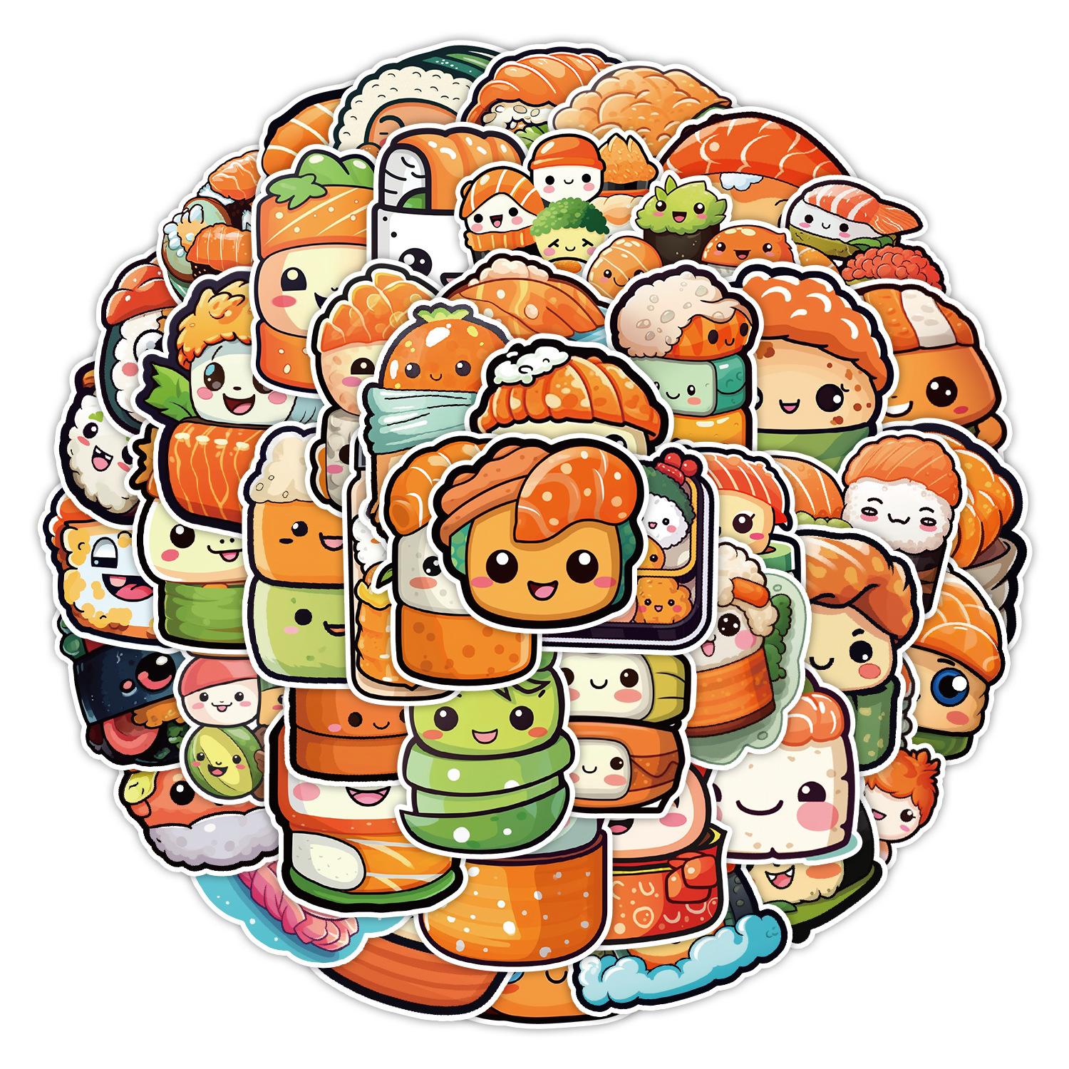 

50 Kawaii Sushi Graffiti Stickers Car Mobile Phone Skateboard Decoration Stickers Waterproof Creative Children s Cartoon Stickers