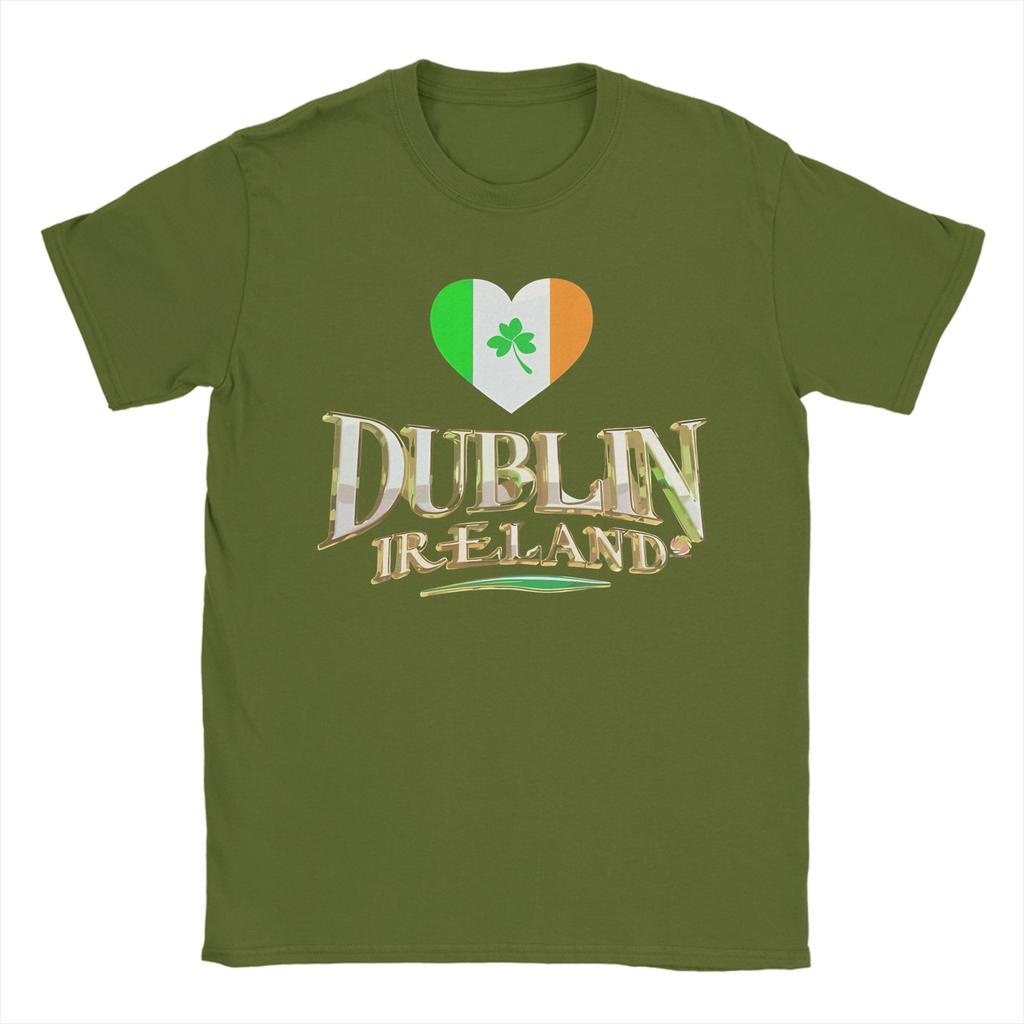 Dublin Ireland with Tricolour Love Heart T Shirt Summer Leisure T Shirts Unisexs Cotton O Neck Plus Size 5XL Tees Short Sleeve Tops