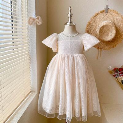 Summer New Children's Short Sleeve Gauze Bow Princess Dress
