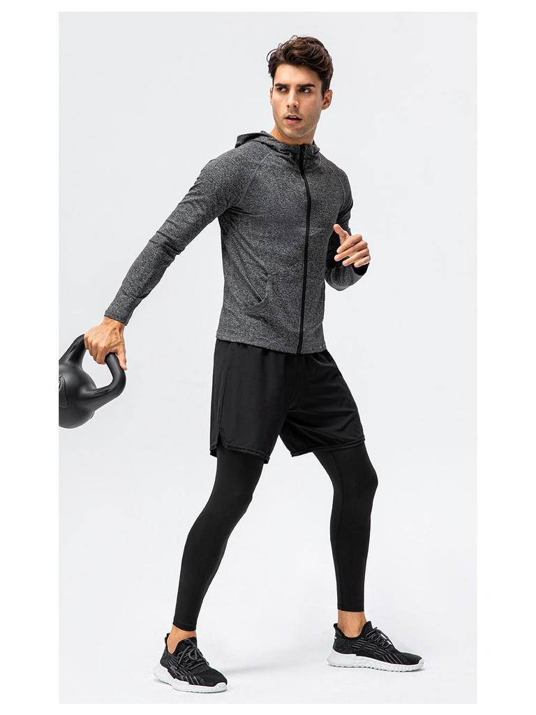 Men's Quick-Dry Long Sleeve Sports Hoodie for Running & Training - Autumn/Winter
