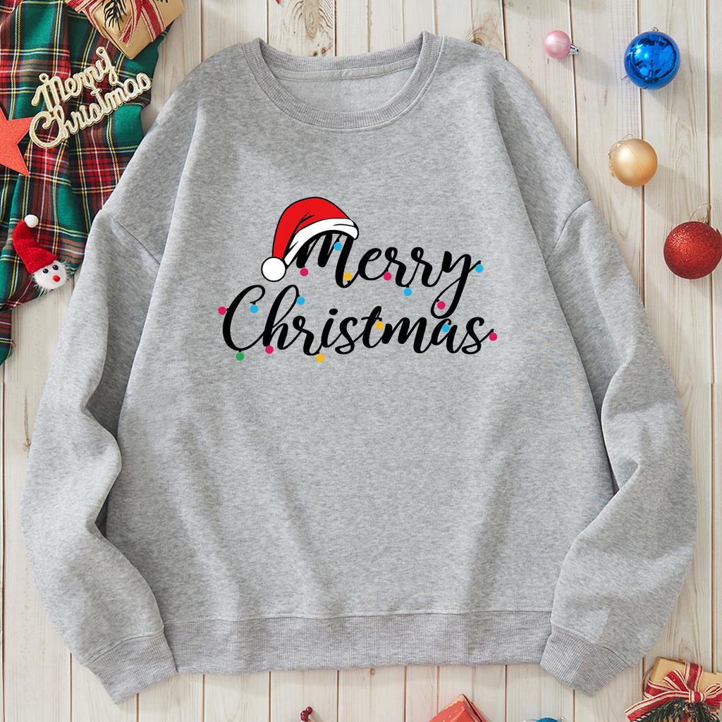 Women Hoodies & Sweatshirts Christmas Thick Velvet Round Neck Hoodie Winter Warm Pullover Casual Sweatshirt