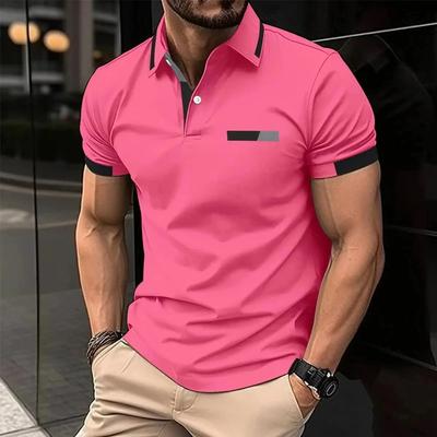 Sommer Herren Freizeit Kurzarm Poloshirt Einfarbig Kragen Oberteile Mode Freizeit Business Rosa Poloshirt Atmungsaktives T-Shirt