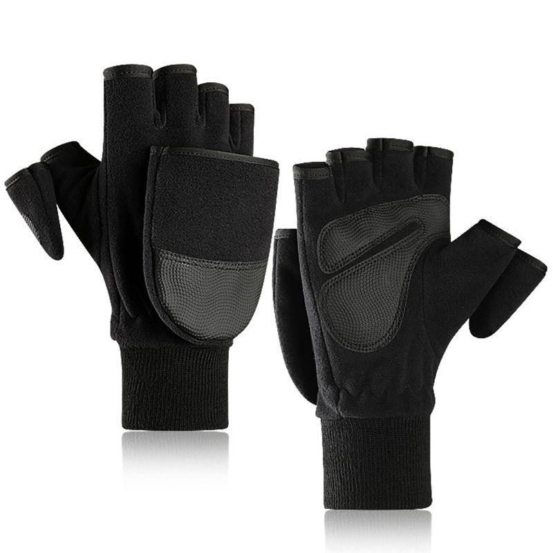 Warm Winter Men Fliptop Gloves Fingerless Convertible Cycling Mittens Photograph M