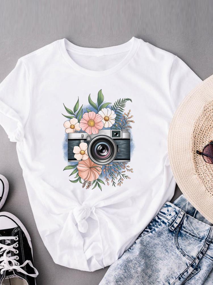 (Asian Size) Beach Trend O-neck Casual Clothing Short Sleeve T-shirts Fashion Female Women's Top T Shirt Printed Graphic Tee