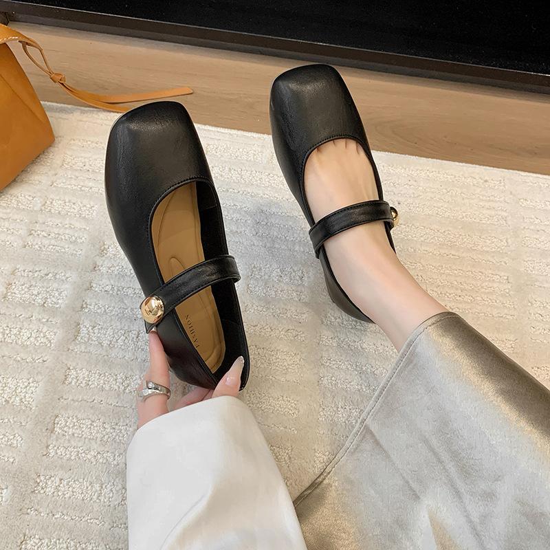 Soft Leather Mary Jane Shoes Small Leather Shoes 2025 Spring and Summer New Late Evening Breeze with Skirt One Pedal Shallow Mouth Single Shoes Women