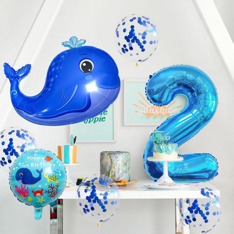 Ocean Theme Balloon Set Kids Birthday Number Balloon Decor