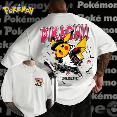 2025 Summer Pokémon Anime Pikachu Brand 100Pure Cotton Printed Tshirt Men Harajuku Loose Casual Versatile Shortsleeved Y2k