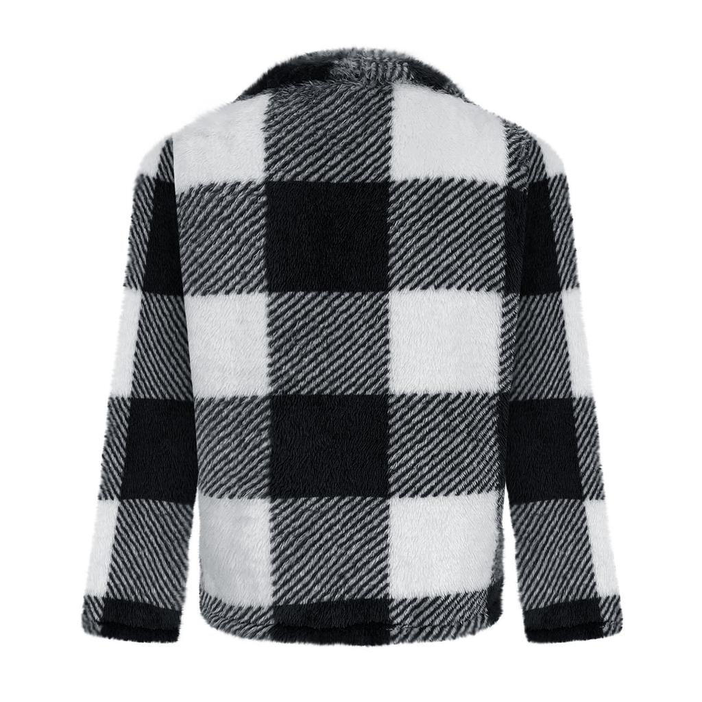 Ladies' Fashionable V Neck Long Sleeved Pocket Color Blocked Cardigan Flannel Warm Sleepwear Jacket