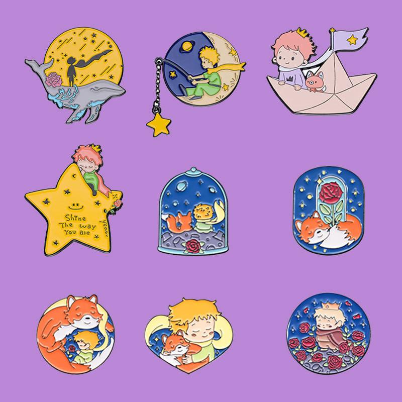 Charming Cartoon Metal Badge Set Featuring The Little Prince Creative Brooch Collection