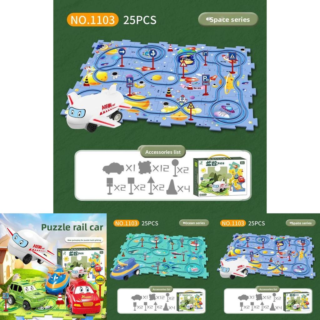 Kinder DIY Puzzle-Bahn Auto Set Spielzeug für kreatives Spielen Geschenk