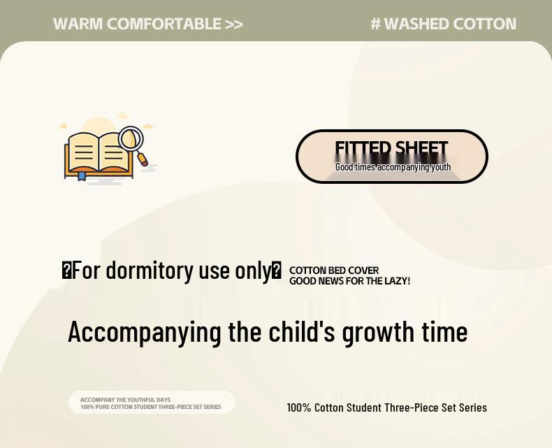 2026 New Cotton Printed Dormitory Bedding: Three- or Four-Piece Set for Single Bunk Beds