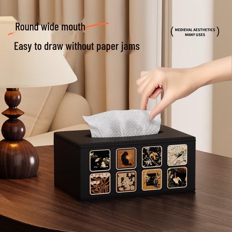 FAJIENUO Luxury Vintage Leather Tissue Box