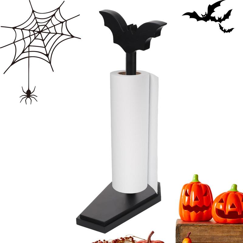 Halloween Paper Towel Stand With Coffin Base And Bat Standing Tissue Holder Toilet Kitchen Accessories For Halloween Decor