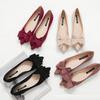 Women Bowtie Flat Shoes Pointed Toe Shallow Mouth Single Shoes Office Outdoor Driving Casual Shoes Mother Girl Loafers Size34-43